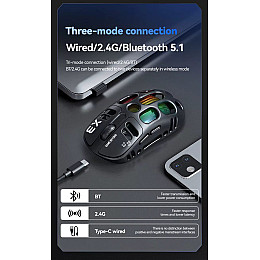 Мышь беспроводная T-Wolf X3 PAW 3311 12000 DPI 2.4G Bluetooth Black