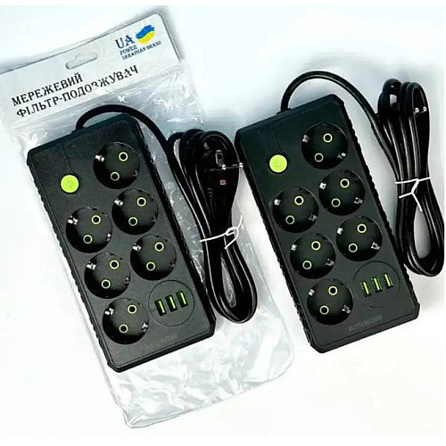 Сетевий подовжувач UA Power F17U 3USB 6 розеток 6 м Чорний (2680049335)