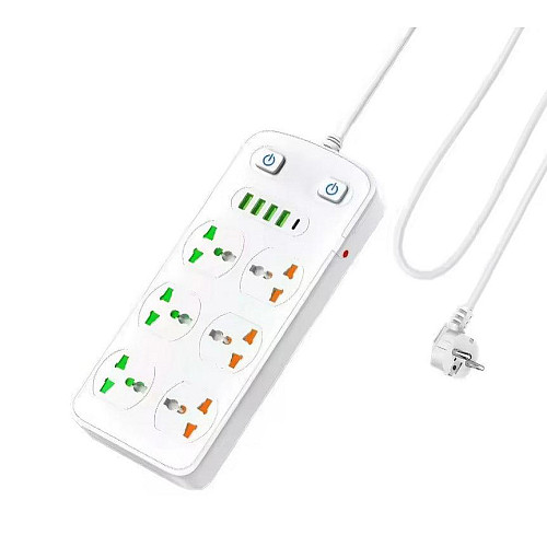 Сетевой удлинитель UA Power AR-CP05 6 розеток 4USB Type-C 2 м Белый (2681099008)