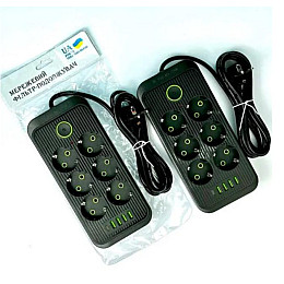 Сетевой удлинитель UA Power F06U 4USB Type-C 6 розеток 6 м Черный (2678687497)