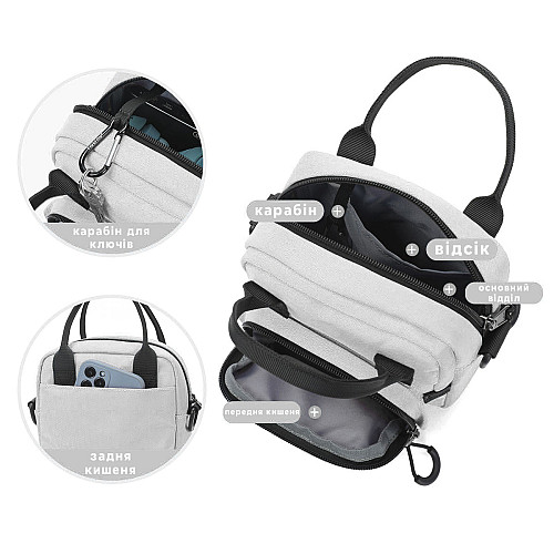 Сумка через плечо женская Tigernu T-S8668 2.2 л для планшета до 7 дюйм White (18192-hbr)