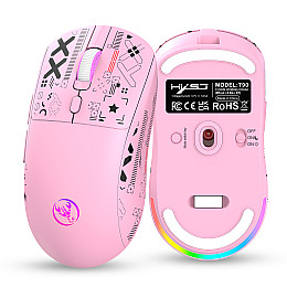 Мышь беспроводная HYSJ Т90 2.4G Bluetooth Pink (hub_9otbmj)