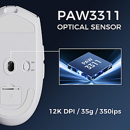 Мышь игровая MCHOSE G3 PAW3311 12000 DPI White (hub_gtv1x3)