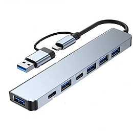 Алюминиевый USB-расширитель TWS USB C Hub 7в1 Grey (SH0000350)