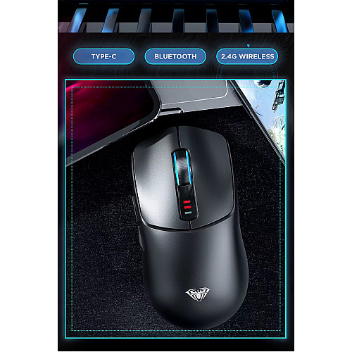 Мышь беспроводная игровая Aula SC580 PAW3325 12000 DPI 2,4G Bluetooth Black