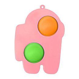 Антистресс Игрушка Trend-Box Симпл Димпл Розовый Брелок Амонг Ас с карабином - 2 пупырки