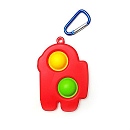 Антистресс Игрушка Trend-Box Симпл Димпл Красный Брелок Амонг Ас с карабином - 2 пупырки