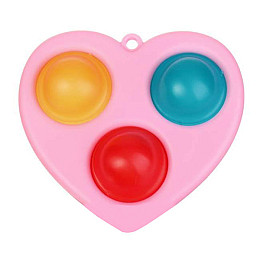 Игрушка антистресс Simple Dimple  Розовое Сердечко с карабином 3 пупырки