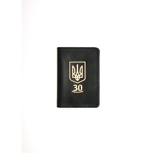 Мини обложка для документов (ID паспорт) DNK Leather Украина 30 лет Черный