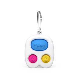 Игрушка антистресс Simple Dimple  Белый Брелок Амонг Ас с карабином 3 пупырки