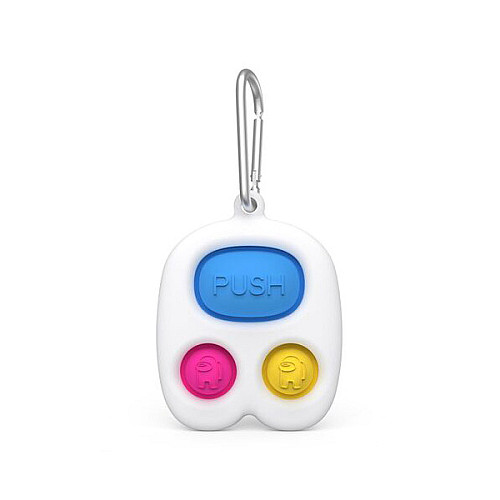 Игрушка антистресс Simple Dimple Белый Брелок Амонг Ас с карабином 3 пупырки