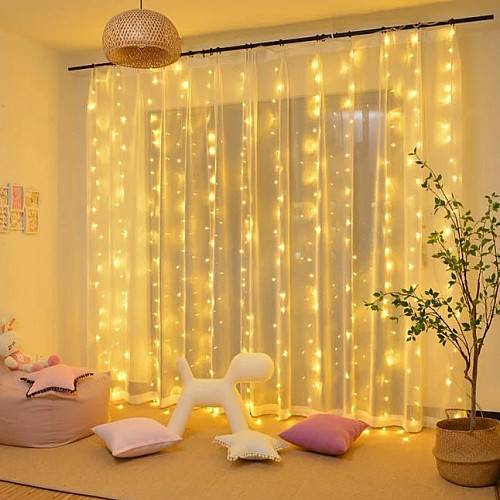 Гирлянда Xmas Водопад 7273 360LED WW-3, 3x2 м Желтый свет