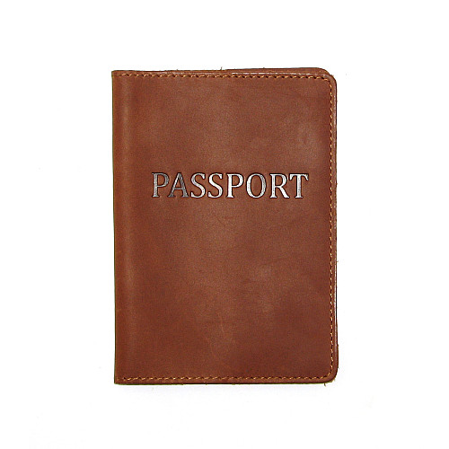 Обложка на паспорт DNK Leather Паспорт-H col.N Светло-коричневая 15,5*9,8 см