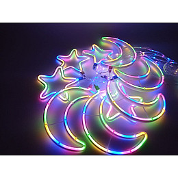 Гирлянда штора Xmas 9 Капель 4 Звезды 5 Лун Ширина 2.5M Разноцветное Свечение 165-Cl47Rgb