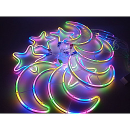 Гирлянда штора Xmas 9 Капель 4 Звезды 5 Лун Ширина 2.5M Разноцветное Свечение 165-Cl47Rgb