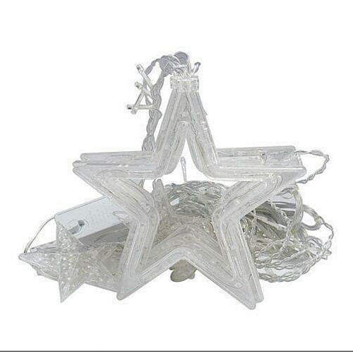 Светодиодная гирлянда-штора Звезды для новогоднего декора Xmas stars 3м*80см*50см и 138 LED (12 звезд) свет ламп-RGB multicolor 8 режимов от сети 220 В