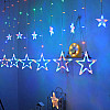 Светодиодная гирлянда-штора Звезды для новогоднего декора Xmas stars 3м*80см*50см и 138 LED (12 звезд) свет ламп-RGB multicolor 8 режимов от сети 220 В