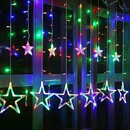 Гирлянда Bailong STAR CURTAIN 12M MULTI Звезды Мультицветные