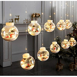 Гирлянда MHZ Xmas WW-1 Copper curtain ball lamp 7258 Снеговик теплый Белый свет