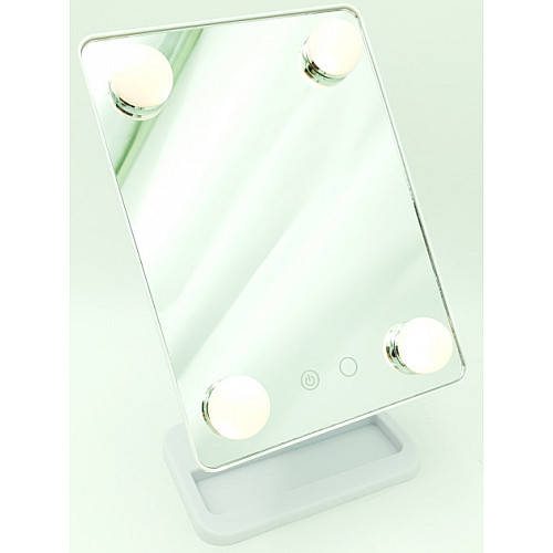 Зеркало для макияжа с LED подсветкой на подставке Cosmetie Mirror HH083 белый
