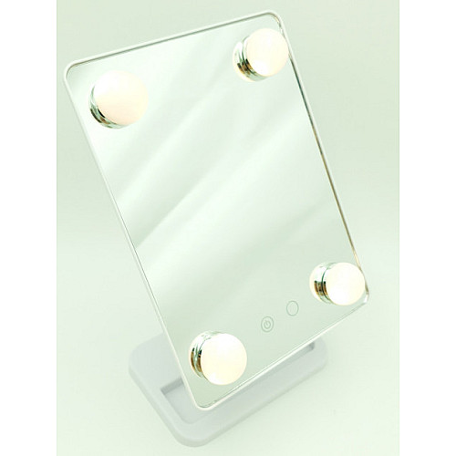 Зеркало для макияжа с LED подсветкой на подставке Cosmetie Mirror HH083 белый