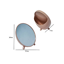 Овальне дзеркало з кишенею для пензликів HMD Пудра 233-20626382