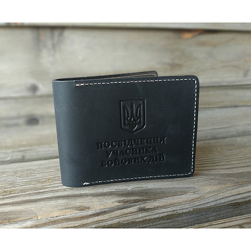 Обкладинка з натуральної шкіри на посвідчення учасника бойових дій УБД DNK Leather UBD H col.J Чорний