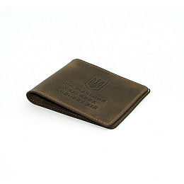 Обкладинка з натуральної шкіри на посвідчення учасника бойових дій УБД DNK Leather UBD H col.G Оливковий