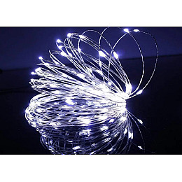 Светодиодная гирлянда-нить на батарейках OK холодный 5м 50LED