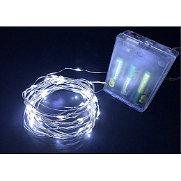 Светодиодная гирлянда-нить на батарейках OK холодный 5м 50LED
