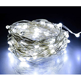 Гирлянда-нить светодиодная на батарейках Adecor 10 м 100 Led Белый (218-21526972)
