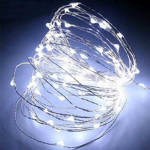 Гирлянда-нить светодиодная на батарейках Adecor 10 м 100 Led Белый (218-21526972)