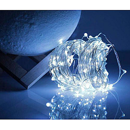 Гирлянда-нить светодиодная на батарейках Adecor 10 м 100 Led Белый (218-21526972)