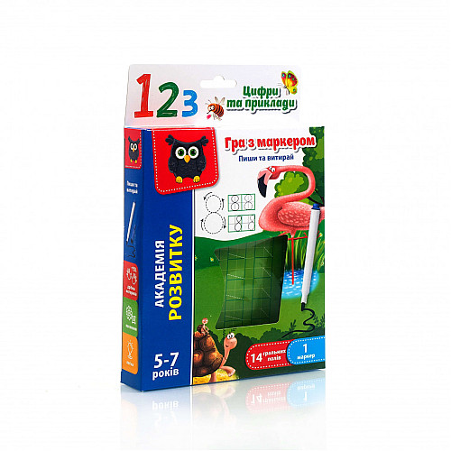 Игра с маркером Vladi Toys "Пиши и вытирай. Цифры и примеры" VT5010-14 укр