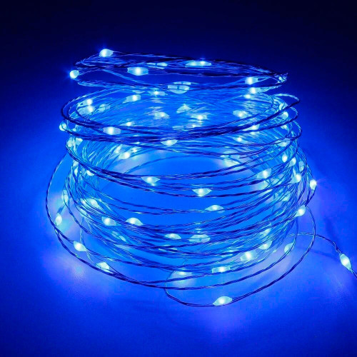 Світлодіодна гірлянда-нитка на батарейках Decorative Light синя 10м 100LED 218-21526967