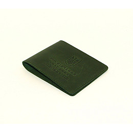Обкладинка з натуральної шкіри на посвідчення учасника бойових дій УБД DNK Leather DNK UBD H col.C зелений