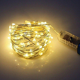 Светодиодная гирлянда нить Led Капли росы на 100 светодиодов 10 м с USB подключением и пультом ДУ Белая теплая