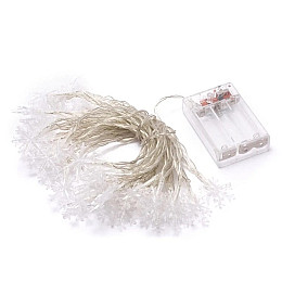 Светодиодная гирлянда LED Снежинки на батарейках 40 светодиодов 5 м Теплый белый