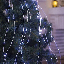 Гирлянда-пучок электрическая Led Конский хвост на 200 светодиодов 10 нитей 2 м по 20 диодов Белая (25233)