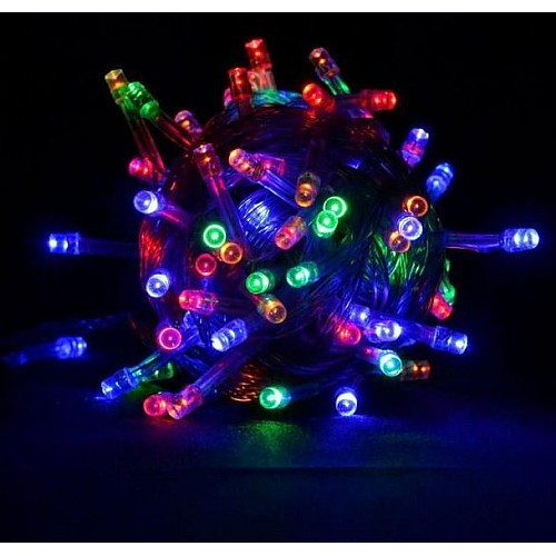 Светодиодная гирлянда Led на 100 светодиодов 8 м зеленый провод Мультицвет