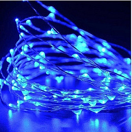 Светодиодная гирлянда нить Led Капли росы электрическая 15 м Синяя