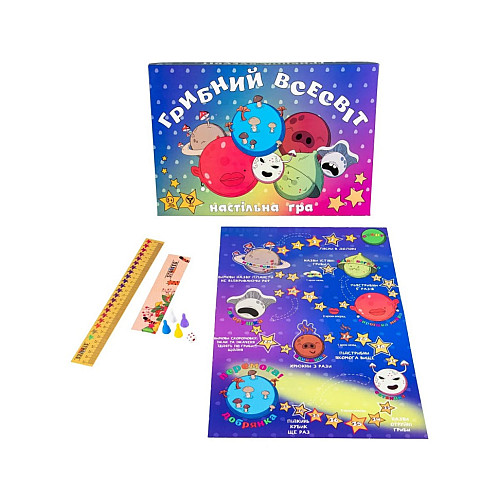 Настольная маршрутная игра "Грибная вселенная" Strateg 30337 игровое поле 4 фишки