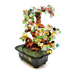 Дерево Kanishka з камінням 33х20х14 см Зелене з коричневим (21030)