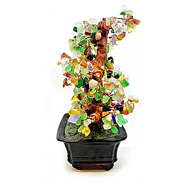 Дерево Kanishka з камінням 33х20х14 см Зелене з коричневим (21030)