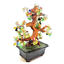 Дерево Kanishka з камінням 33х20х14 см Зелене з коричневим (21030)