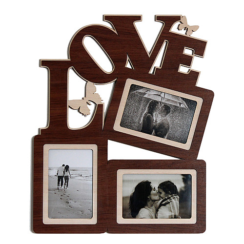 Фоторамка коллаж на 3 фото Декор Карпаты Love 37х45 см Коричневый (H3-068A)