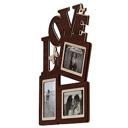 Фоторамка коллаж на 3 фото Декор Карпаты Love 37х45 см Коричневый (H3-068A)