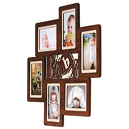 Фоторамка коллаж на 6 фото Декор Карпаты Baby 57х50 см Коричневый (H6-064A)