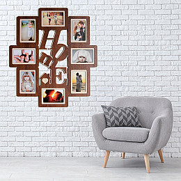 Фоторамка коллаж на 8 фотографий Декор Карпаты Home 68х60 см Коричневый (H8-063A)