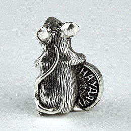 Кошельковый оберег-брелок silvering 1,3х0,5х1 см Щур з монеткою (24641)